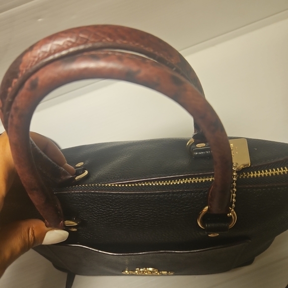 Coach Mini Emma Python Accent Satchel Leather F34281 Shoulder Bag - Picture 6 of 15